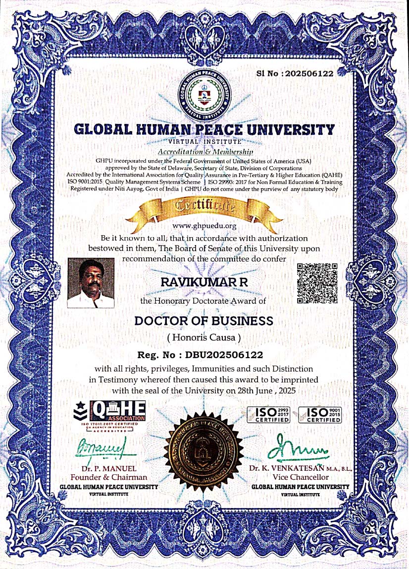 DOCTOR OF BUSINESS by Global Human Peace University